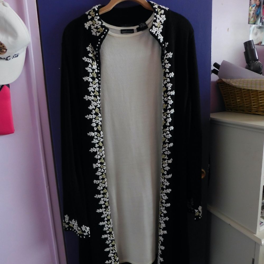 2 Piece Dress with Calf Length Sweater Jacket